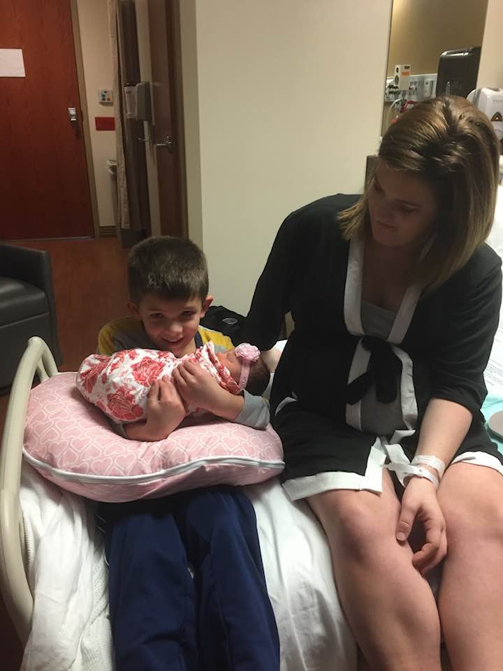 Mom and two children in the hospital