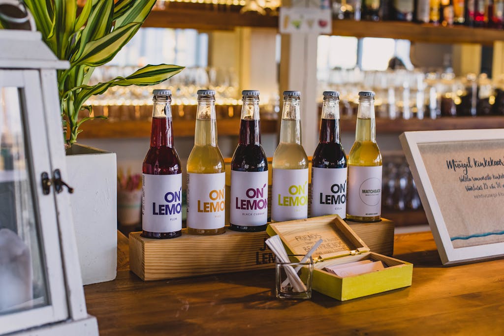 Merchandising Photo of Glass Bottles with Cap